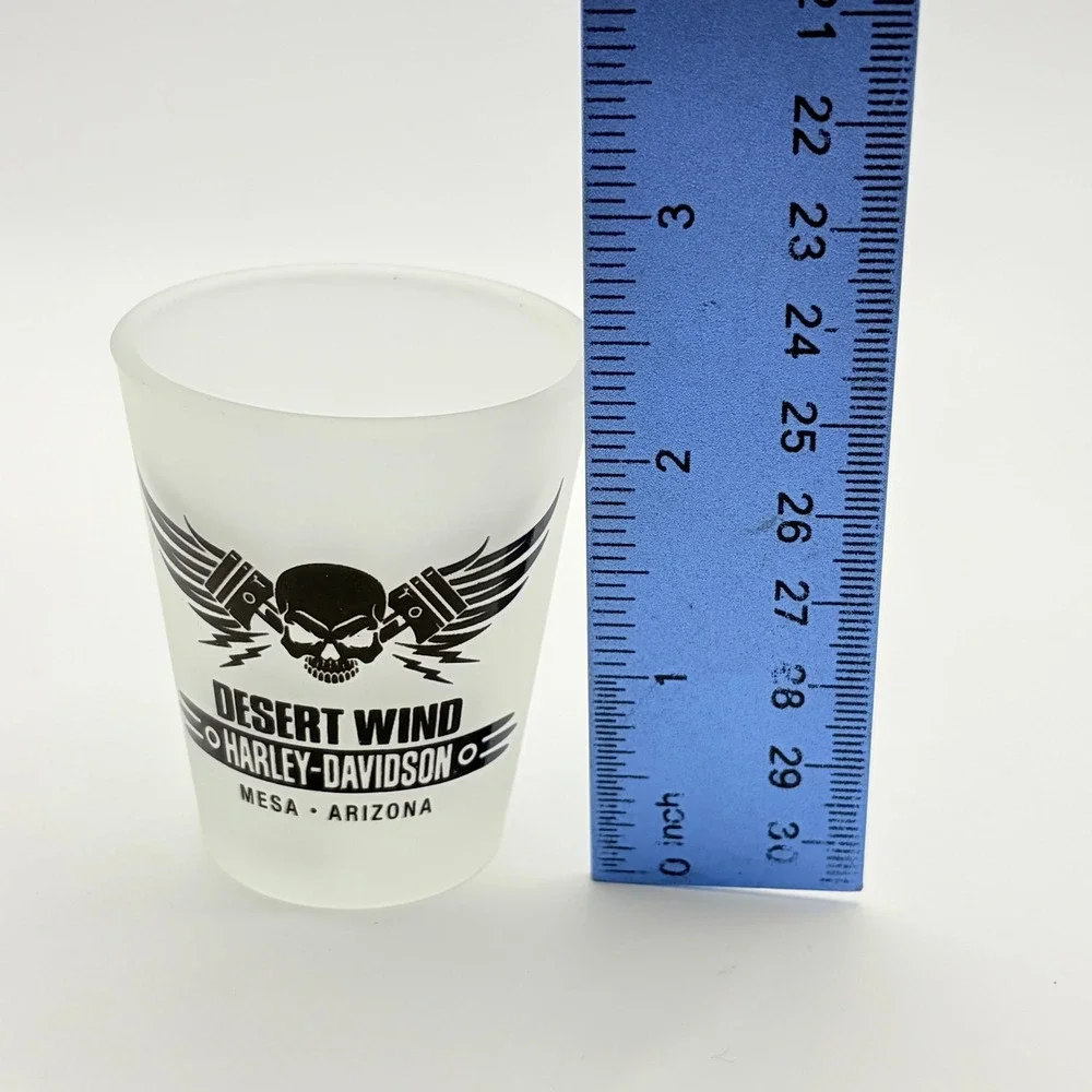 Harley-Davidson Desert Wind Mesa Arizona Frosted Skull Shot Glass Collectible